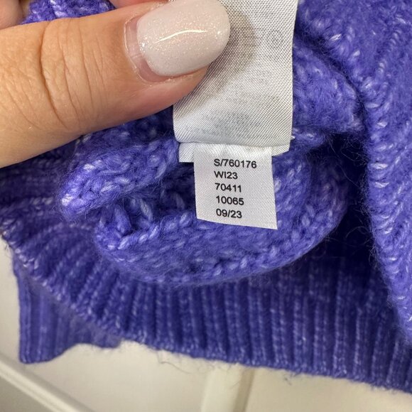 Vibrant Purple Fuzzy Textured Ribbed Sweater Long Sleeve Crewneck -NEW - Picture 9 of 11